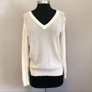 Wishlist White V Neck Pullover Sweater